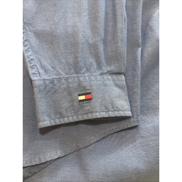 Tommy Hilfiger Dress Shirt Mens Large Blue Long Sleeve Button Up 80s 2 Ply Adult - Picture 10 of 10